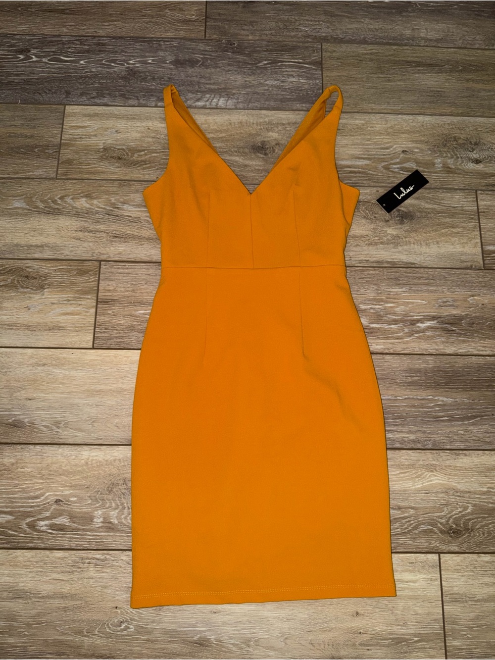 Lulu's Mustard Yellow V-Neck Mini Sheath Dress